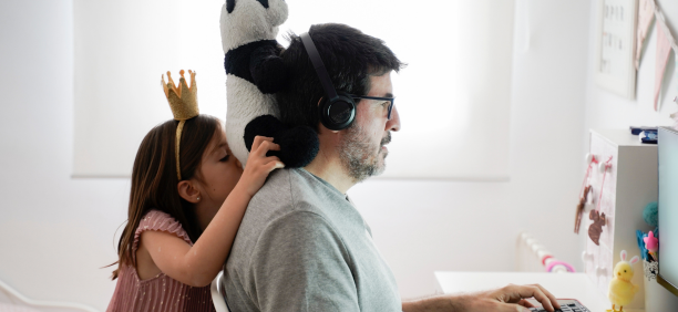Dad and daughter work remote
